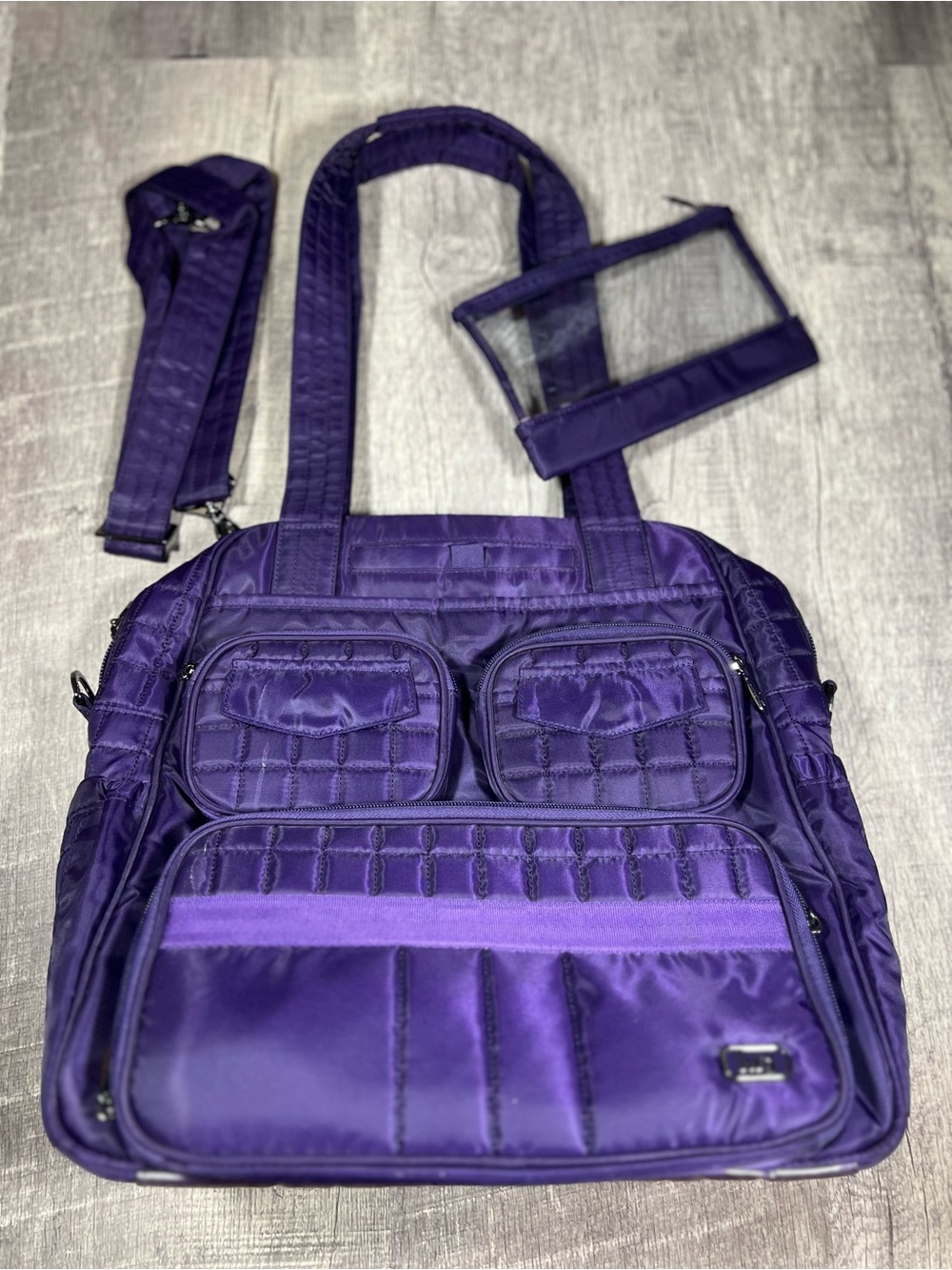 lug Purple Quilted Tote with Multiple Pockets